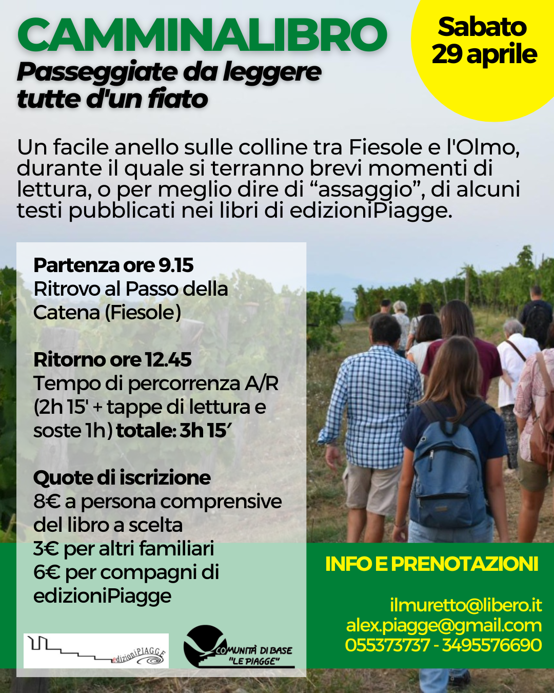 Torna il Camminalibro di edizioniPiagge, sabato 29 a Fiesole. Come partecipare