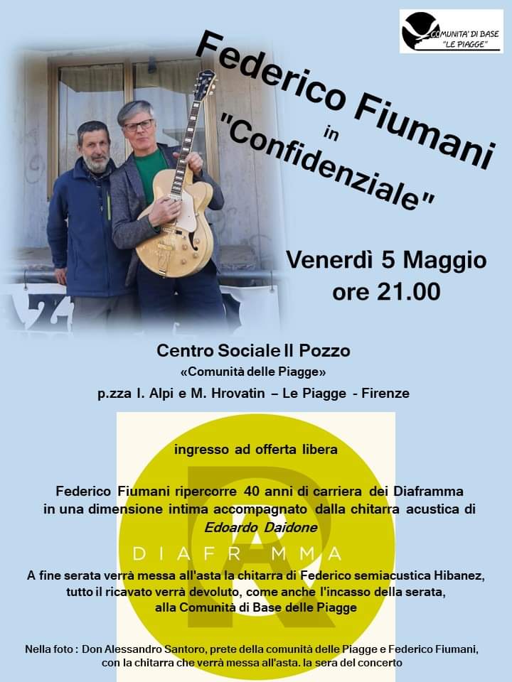 All’asta la chitarra di Federico Fiumani a sostegno della Comunità delle Piagge. Appuntamento venerdì 5 aprile alle 21