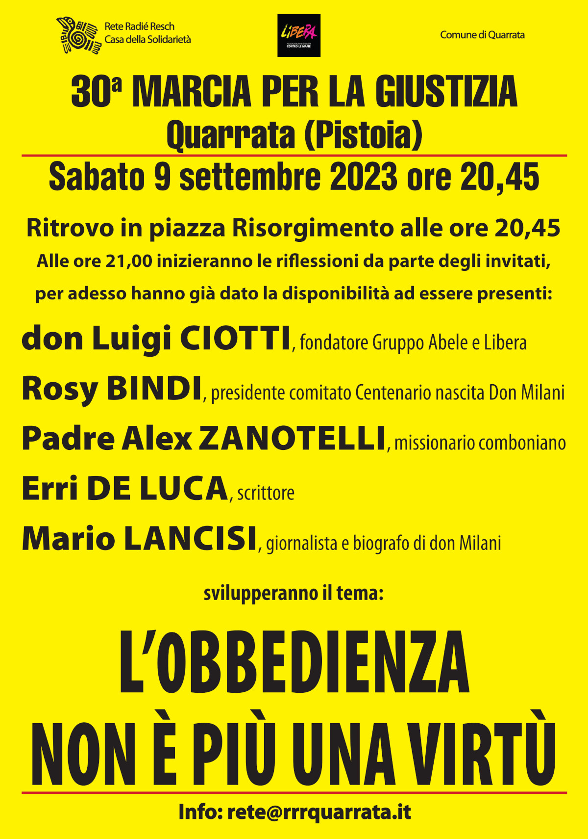 9 settembre: la Comunità alla Marcia per la giustizia, come partecipare