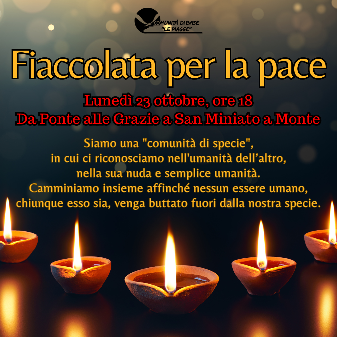 Dalle Piagge a San Miniato a Monte: lunedì 23 ottobre alla fiaccolata per la pace in Medio Oriente