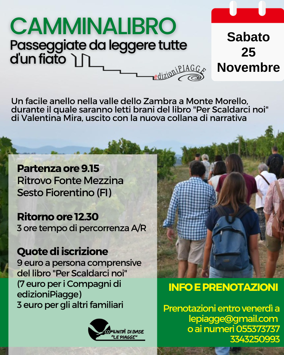 Torna il Camminalibro di edizioniPiagge, sabato 25 a Monte Morello. Come partecipare