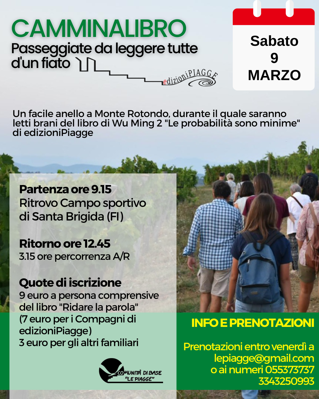 Torna il Camminalibro di edizioniPiagge, sabato 9 marrzo a Monte Rotondo. Come partecipare