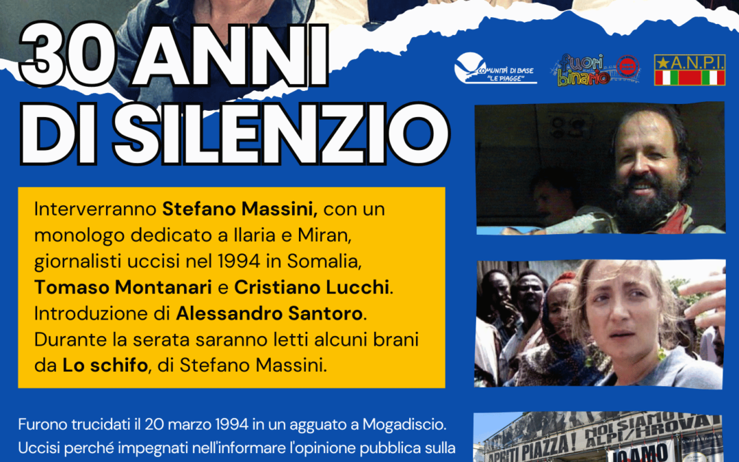 “30 anni di silenzio”: una serata per Ilaria Alpi e Miran Hrovatin. Alle Piagge il 19 marzo