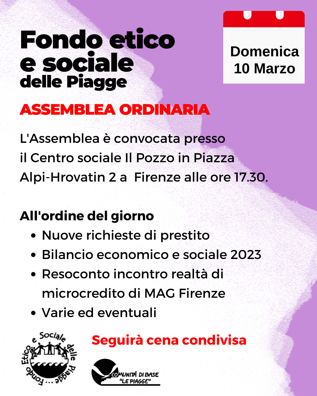 Domenica 10 marzo: assemblea dei soci del Fondo Etico e Sociale delle Piagge