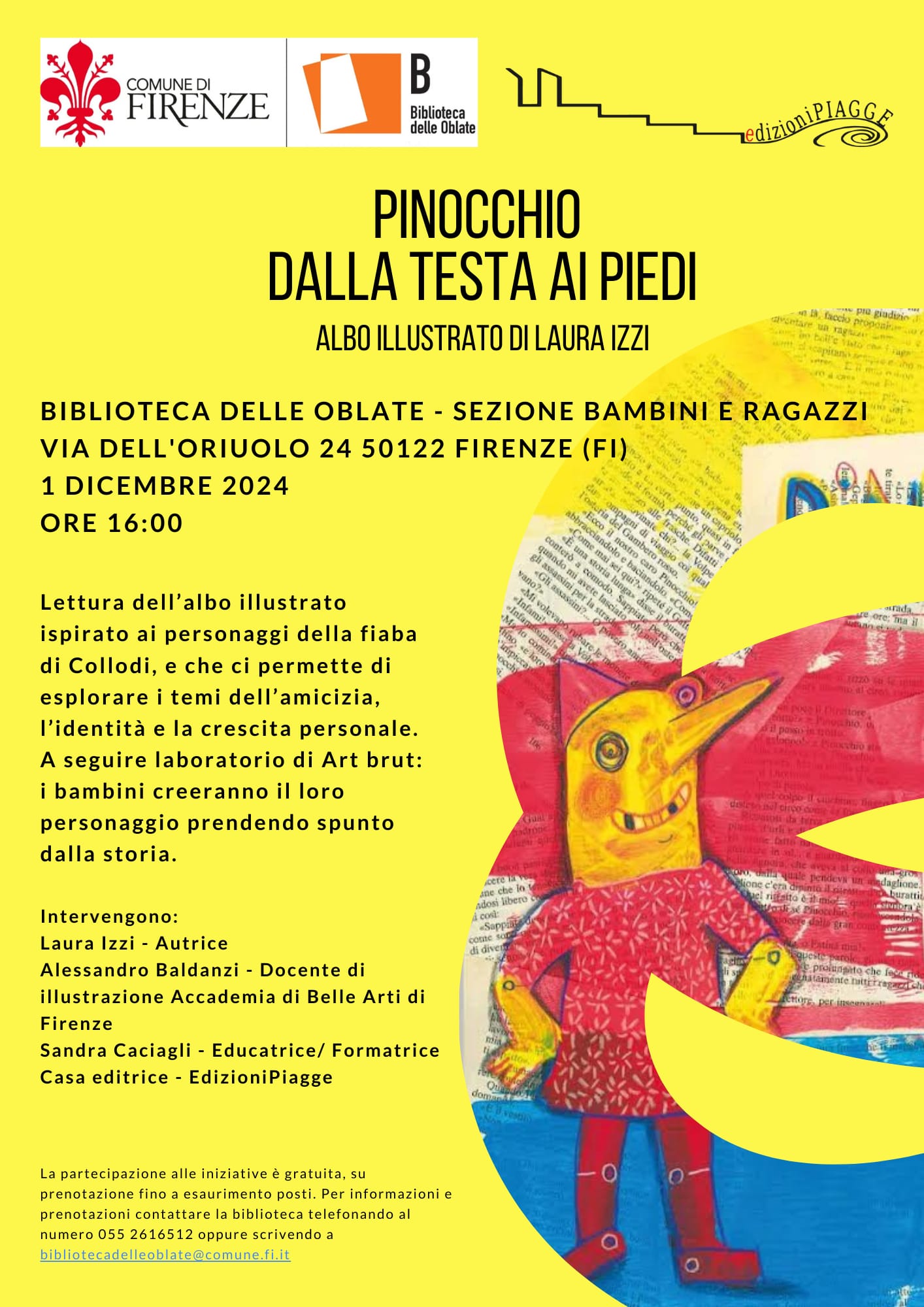 Pinocchio dalla testa ai piedi alla Biblioteca delle oblate