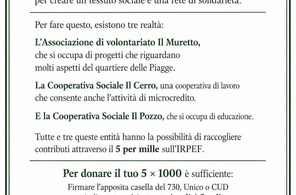 Il 5×1000 alla Comunità delle Piagge
